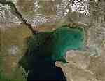 Volga Delta and Caspian Sea, Russia/Kazakhstan - July 6, 2001 (MODIS)